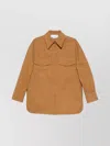 Stella Mccartney Faux Suede Leather Overshirt In Brown