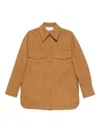 Stella Mccartney Faux Suede Leather Overshirt In Brown