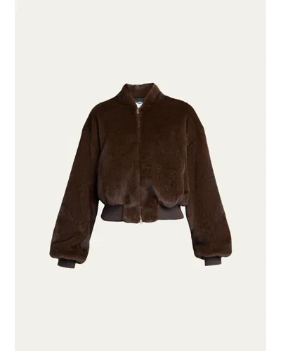 Stella Mccartney Faux-fur Bomber Jacket In Brown