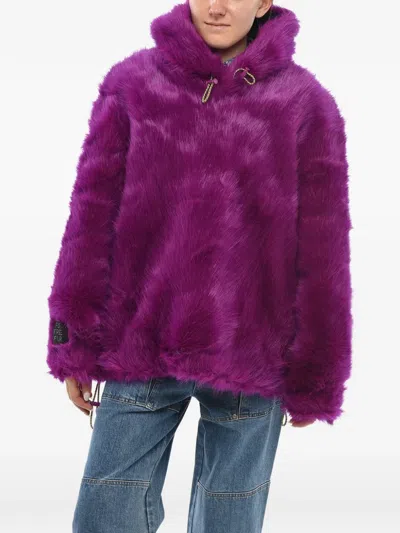 Stella Mccartney Faux-fur Hooded Coat In Brown
