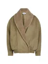 Stella Mccartney Oversized Teddy-trimmed Blouson Jacket In Brown