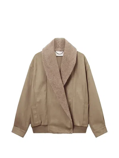 Stella Mccartney Faux-shearling-trim Bomber Jacket In Brown