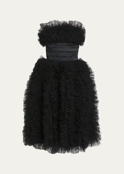 Stella Mccartney Feather Detail Bustier Midi Dress In Black