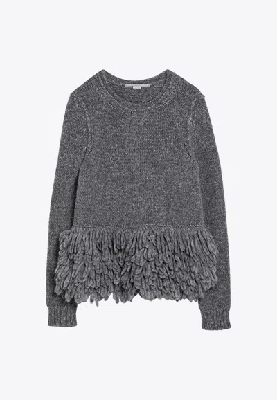 STELLA MCCARTNEY FEATHER PEPLUM KNITTED WOOL SWEATER