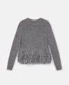 Stella Mccartney Feather Peplum Knitted Wool Sweater In Mottled Gray