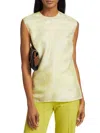 Stella Mccartney Feather Print Sleeveless Top In Lime Sorbet