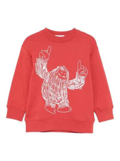 Stella Mccartney Kids' Yeti-print Cotton Sweatshirt In Red