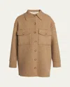 Stella Mccartney Felted Wool Oversize Utility Shirt Jacket In Multicolor