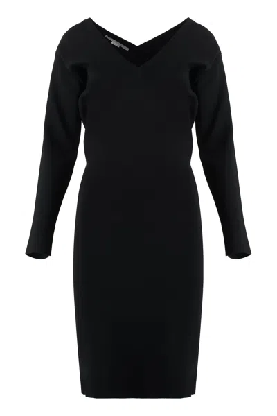 Stella Mccartney Feminine Ribbed Dress For Fall And Winter 2024 In Black