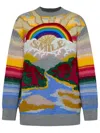 Stella Mccartney Festive Smile Embroidered Intarsia Wool-blend Sweater In Gray