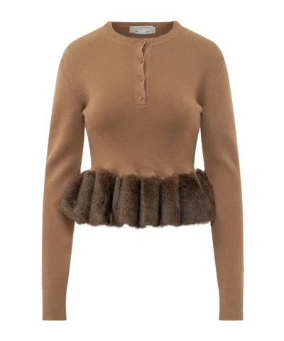 Stella Mccartney Shearling-trim Wool-blend Cardigan In Yellow