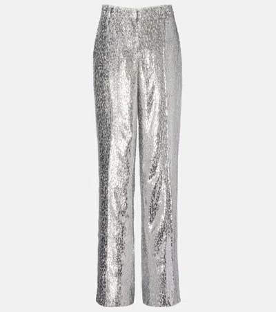 Stella Mccartney Fil Coupé Lamé Wide-leg Pants In Silver