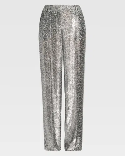 Stella Mccartney Fil Coupe Pleated Straight-leg Trousers In Silver