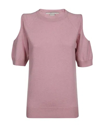Stella Mccartney Fine-knit Cotton T-shirt In Pink