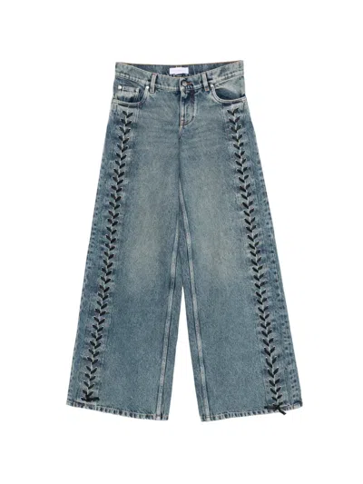 Stella Mccartney Denim Low-rise Wide-leg Lace-up Jeans In Blue