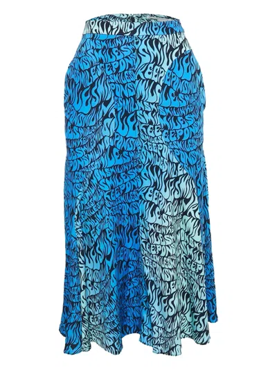 Pre-owned Stella Mccartney Flame-print Midi Skirt In Blue