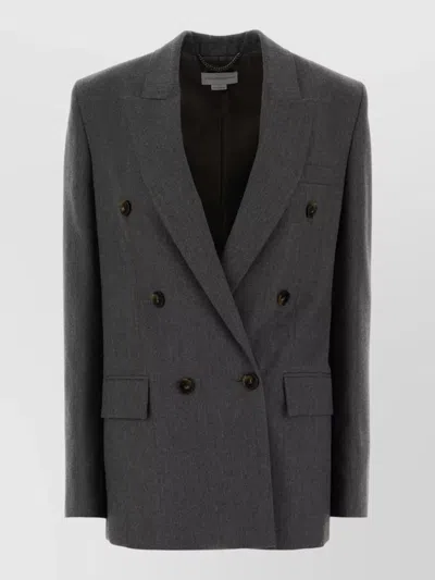 Stella Mccartney Flannel Double Breasted Blazer Tailored Fit In Multi