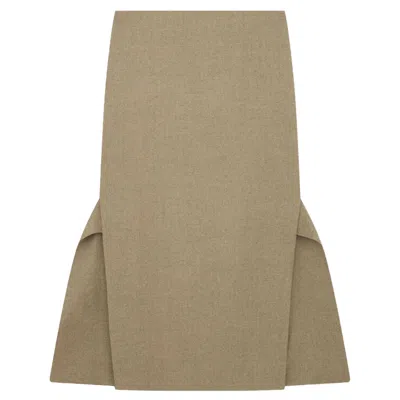 Stella Mccartney Flannel Long Skirt In Brown