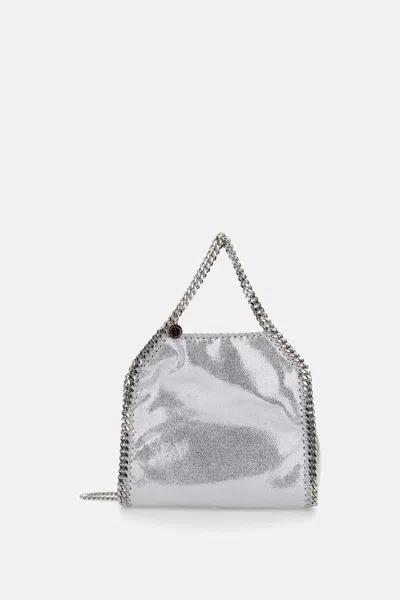 Stella Mccartney Flannel Mini Tote Bag In Silver