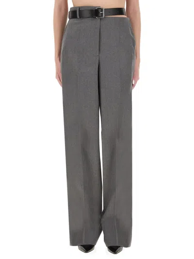 Stella Mccartney Flannel Pants With Belt In Gray