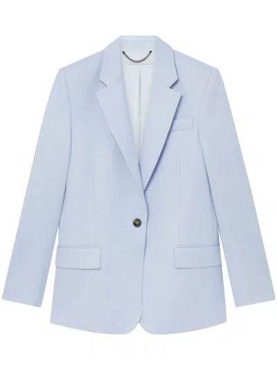 Stella Mccartney Wool Flannel Slim Fit Boyfriend Blazer In Baby Blue