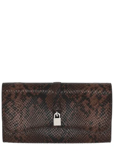 Stella Mccartney Womens Espresso Ryder Flap Snakeskin-embossed Vegan-leather Cross-body Bag In Brown