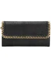 Stella Mccartney Black Falabella Continental Flap Wallet In Black