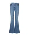 Stella Mccartney + Net Sustain Iconic Chain-embellished High-rise Flared Jeans In Blue