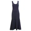 Stella Mccartney Flared Midi Dress In Navy Blue Viscose
