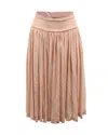 Stella Mccartney Flared Midi Skirt In Pink Silk In Pink