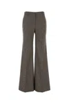Stella Mccartney Micro Houndstooth Wool Trousers With Flared Leg In Camelgrey