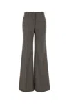 Stella Mccartney Micro Houndstooth Wool Trousers With Flared Leg In Camelgrey