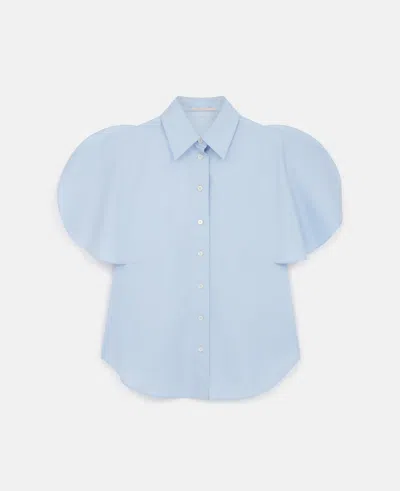 Stella Mccartney Flared Short Sleeve Shirt In Sky Blue