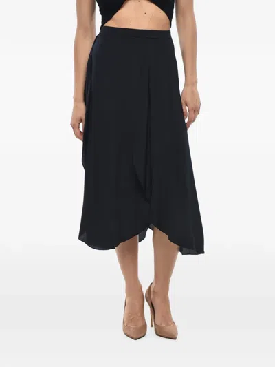Stella Mccartney Flared Silk-crepe Midi Skirt In Black