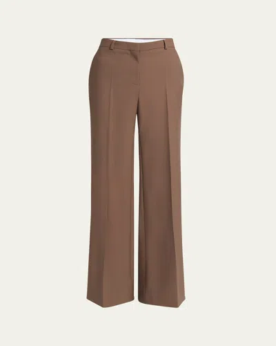 Stella Mccartney Flared Suiting Wool Trousers In Brown