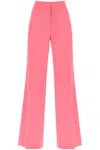 Stella Mccartney Stretch Wool Pants With High Waist In Watermelon (fuchsia)