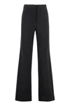 Stella Mccartney Black Flare Pants With Concealed Closure In Stretch Wool Woman In Black