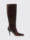 Stella Mccartney Knee-high Snake-effect Boots With Stiletto Heel And Squared Toe In Brown