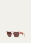 Stella Mccartney Flat-top Square Acetate Sunglasses In Shiny Pink Bordea
