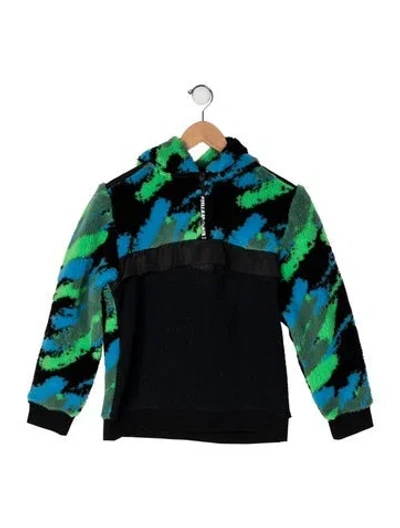 Pre-owned Stella Mccartney Kids' Fleece Pullover Hooded Jacket In Black/green