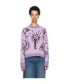 Stella Mccartney Flock Artwork Intarsia-knitted Crewneck Jumper In Purple