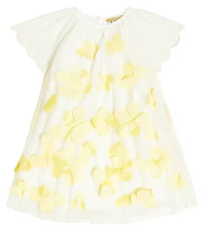 Stella Mccartney Kids' Floral Appliqué Dress In Ivory