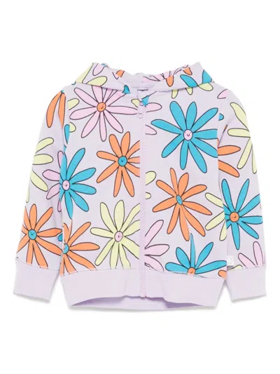 Stella Mccartney Babies' Floral Cotton Hooded Jacket In Purple
