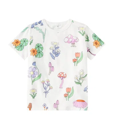 Stella Mccartney Kids' Floral Cotton Jersey T-shirt In White