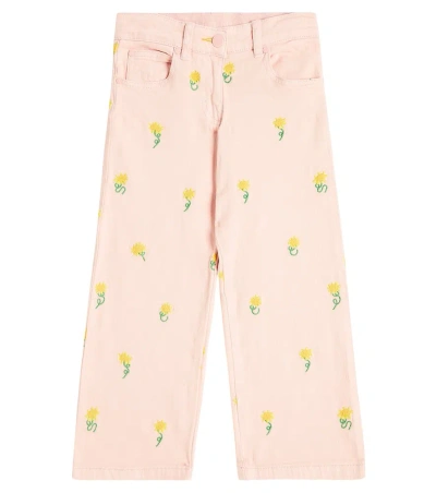 Stella Mccartney Kids' 花卉棉质裤装 In Pink