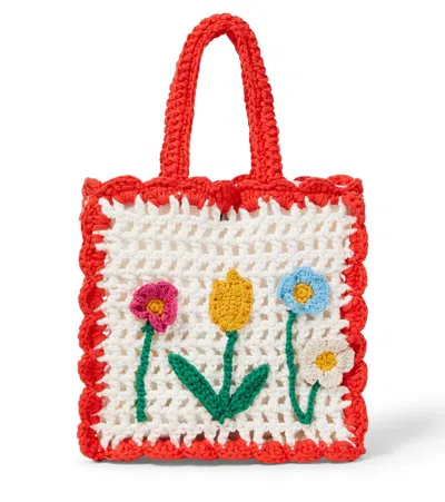 Stella Mccartney Kids' Floral Crochet Shopper In Multi