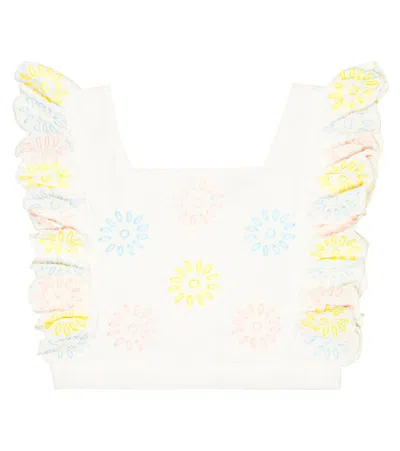 Stella Mccartney Kids' Besticktes Top Aus Baumwolle In Avorio/embroidery
