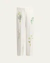 Stella Mccartney Floral Embroidered Loose Wool Pants In Cream
