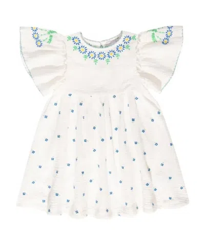 Stella Mccartney Floral-embroidered Muslin Dress In White