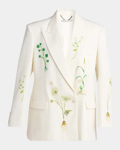 STELLA MCCARTNEY FLORAL EMBROIDERED OVERSIZED DOUBLE BREASTED WOOL BLAZER
